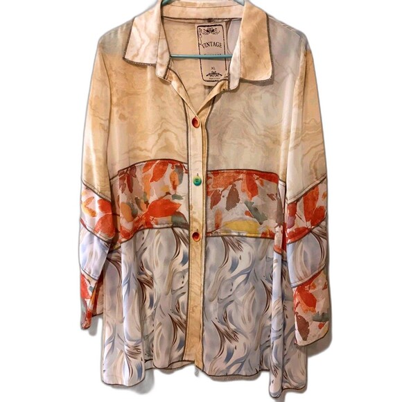 Vintage Concept XL Art-To-Wear Patchwork Blouse Tunic Abstract Floral Print... - Picture 1 of 14
